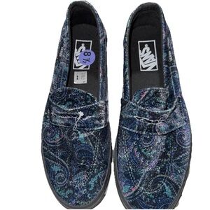 NWOB Vans Men 8.5 Women SZ 10 Dept53 Velvet Paisley Slip On Loafers Preppy Boho